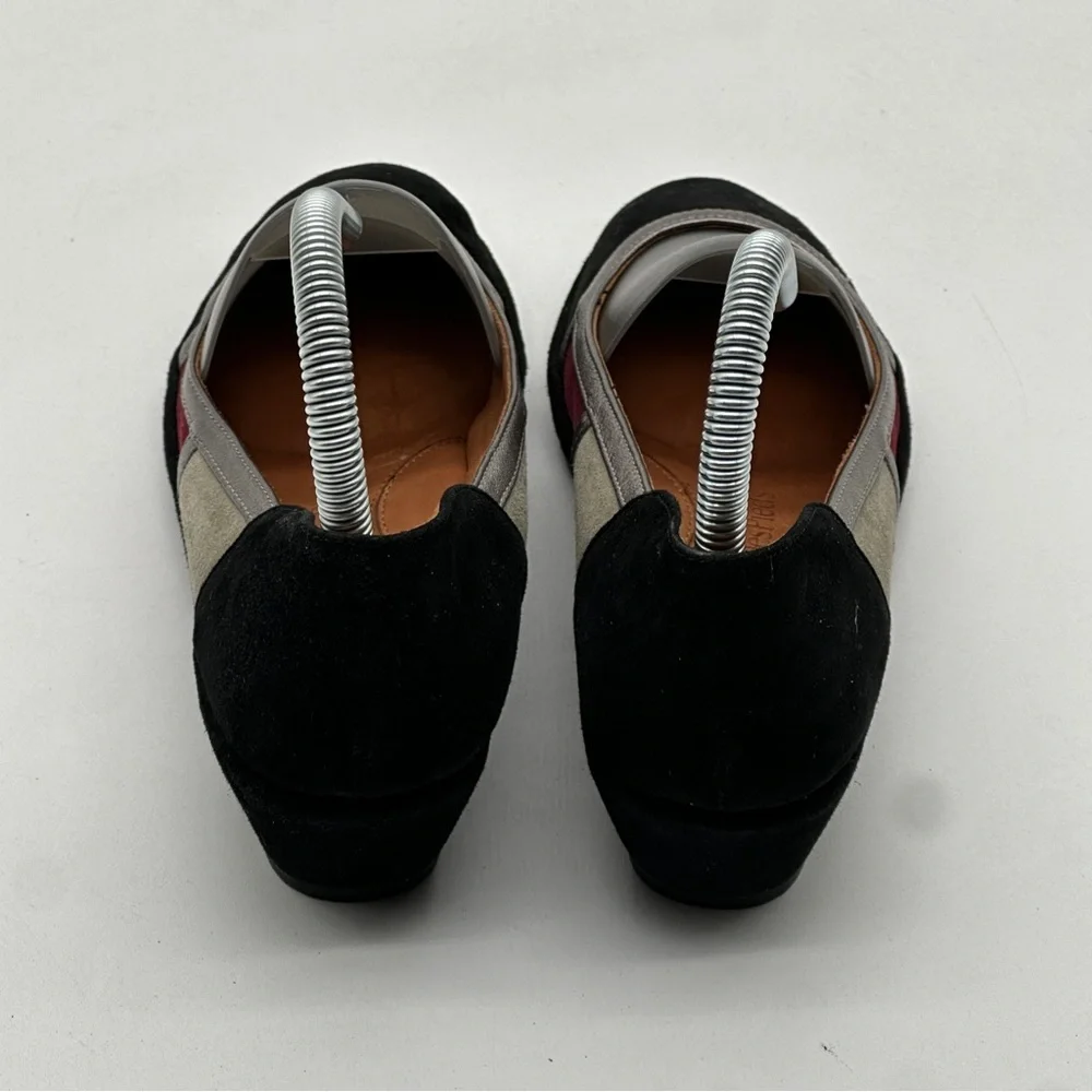 L'Amour Des Pieds Betty‎ Jane Flats Size 6 Black Red Suede Low Wedge Comfy Shoe